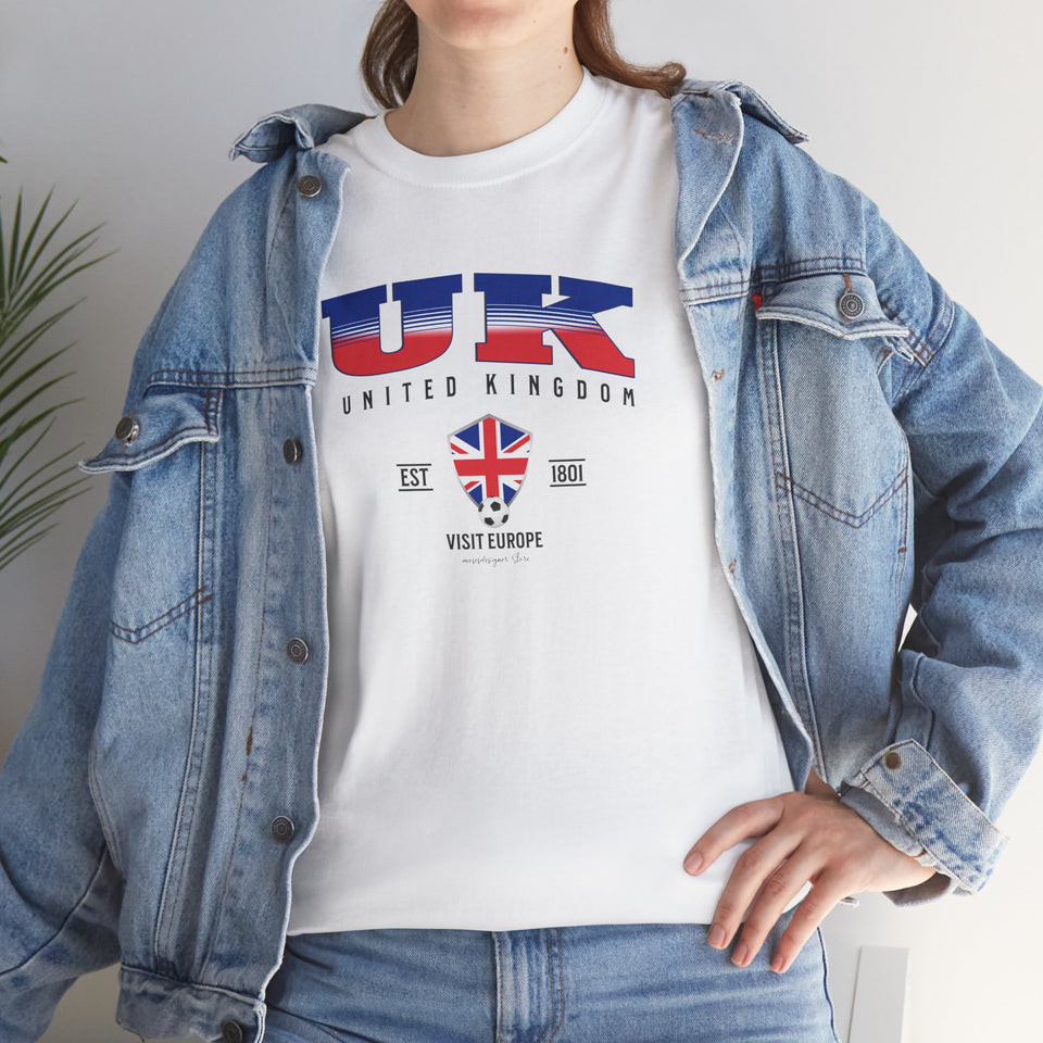 UK Flag Unisex T-Shirt – 100% Cotton Gildan Tee for Travelers, Students, UK Lovers & Football Fans | British Pride Shirt | United Kingdom Gift