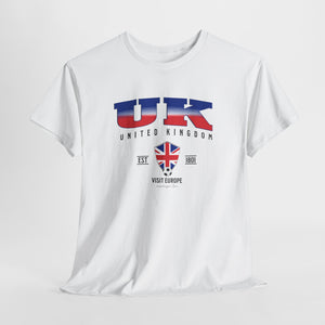 UK Flag Unisex T-Shirt – 100% Cotton Gildan Tee for Travelers, Students, UK Lovers & Football Fans | British Pride Shirt | United Kingdom Gift