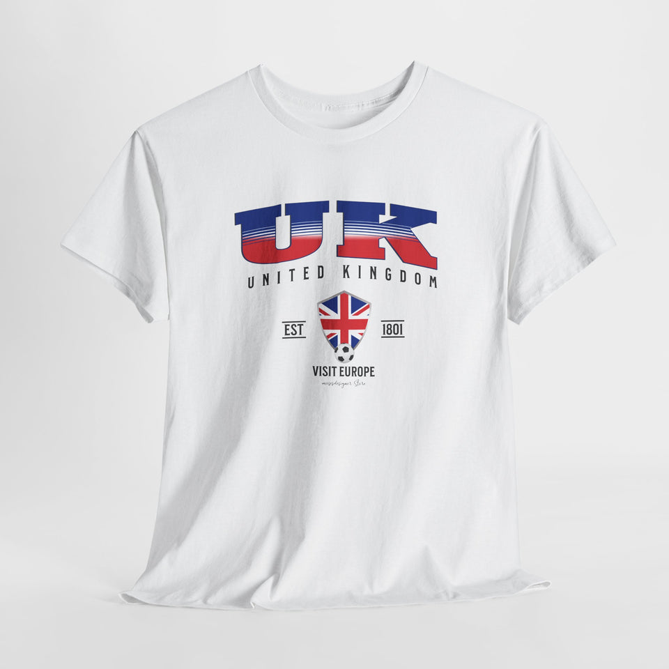 UK Flag Unisex T-Shirt – 100% Cotton Gildan Tee for Travelers, Students, UK Lovers & Football Fans | British Pride Shirt | United Kingdom Gift