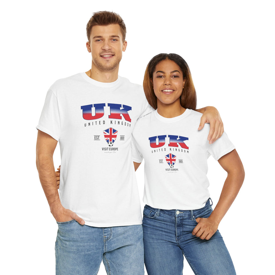 UK Flag Unisex T-Shirt – 100% Cotton Gildan Tee for Travelers, Students, UK Lovers & Football Fans | British Pride Shirt | United Kingdom Gift