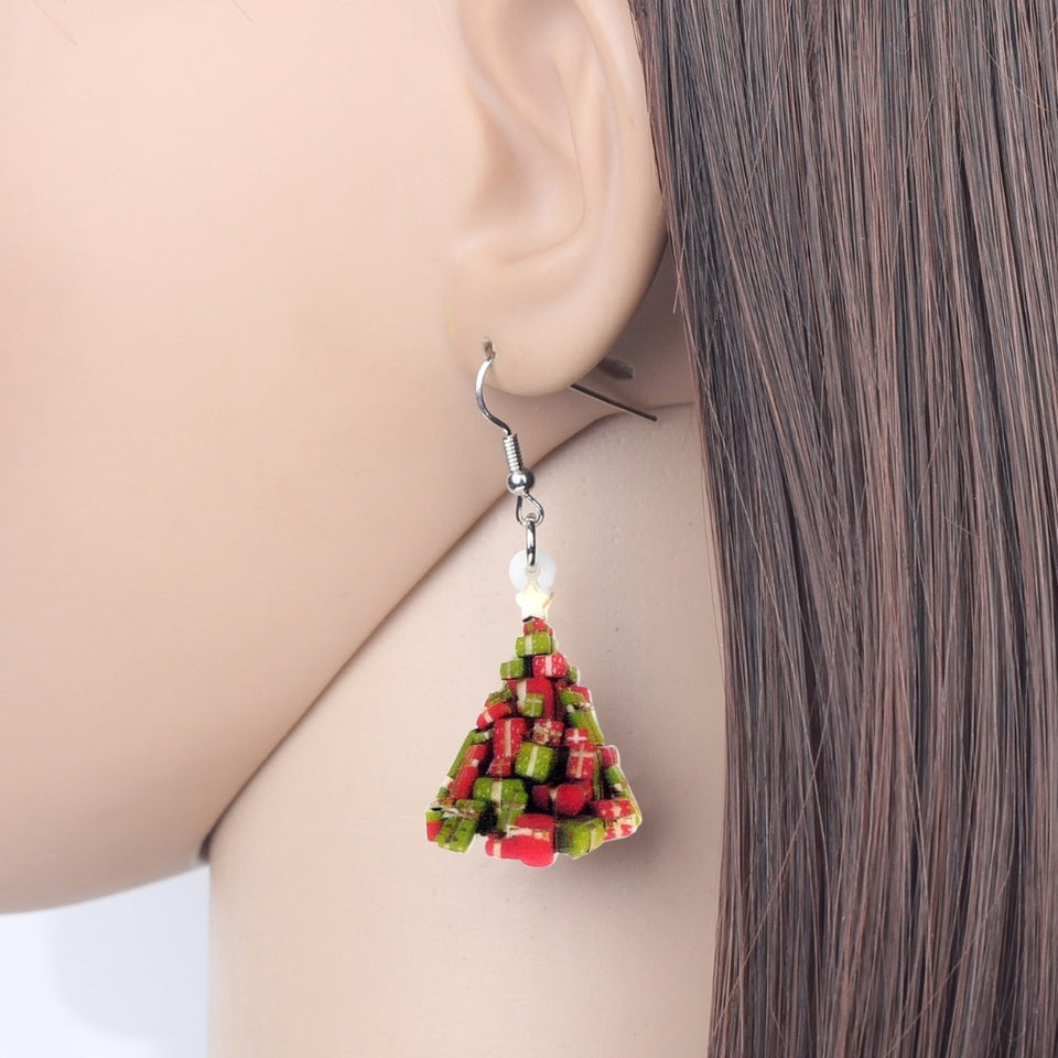 Christmas A Pile Of Gift  Earrings Drop Dangle