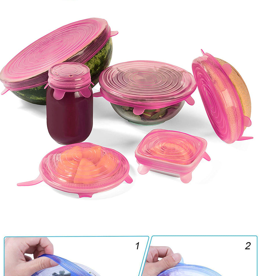 6 PCs Reusable Food Wrap Covers