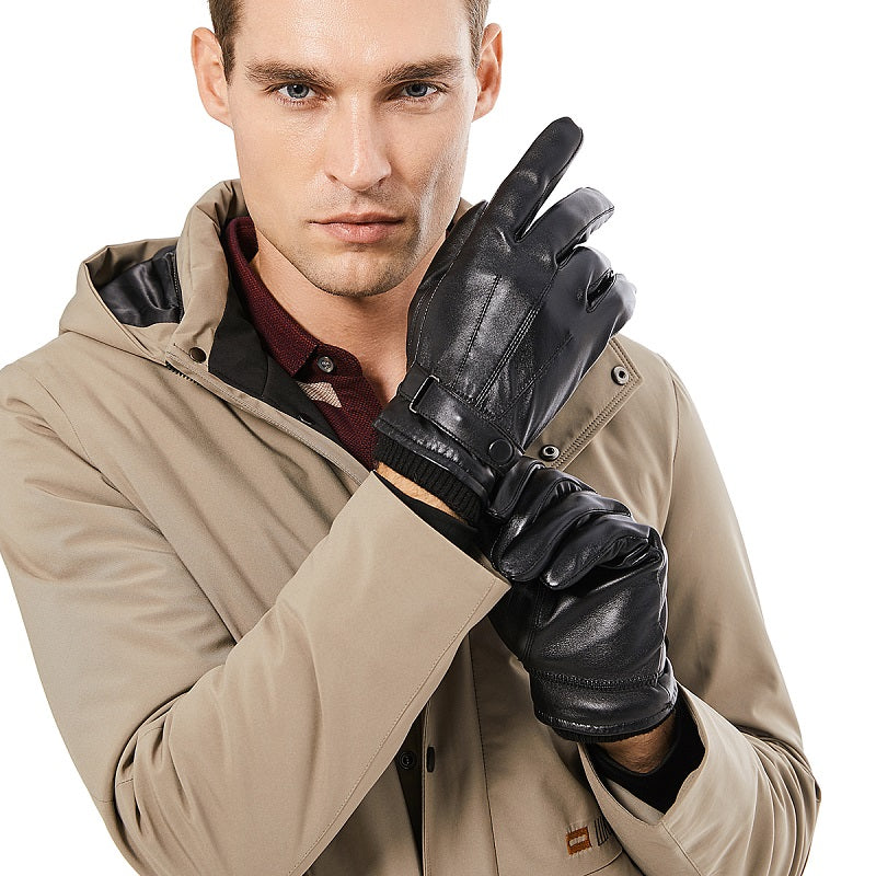 Leather Gloves Autumn-Winter Warm-Touch Screen