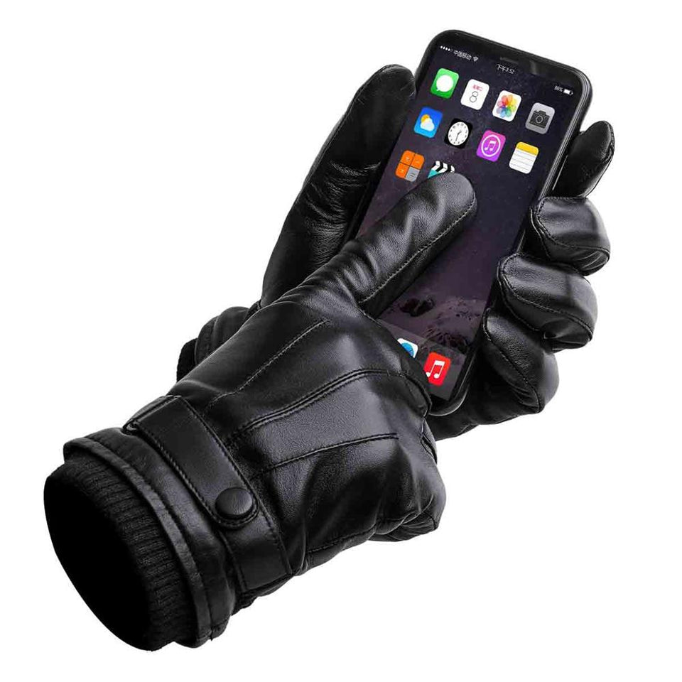 Leather Gloves Autumn-Winter Warm-Touch Screen