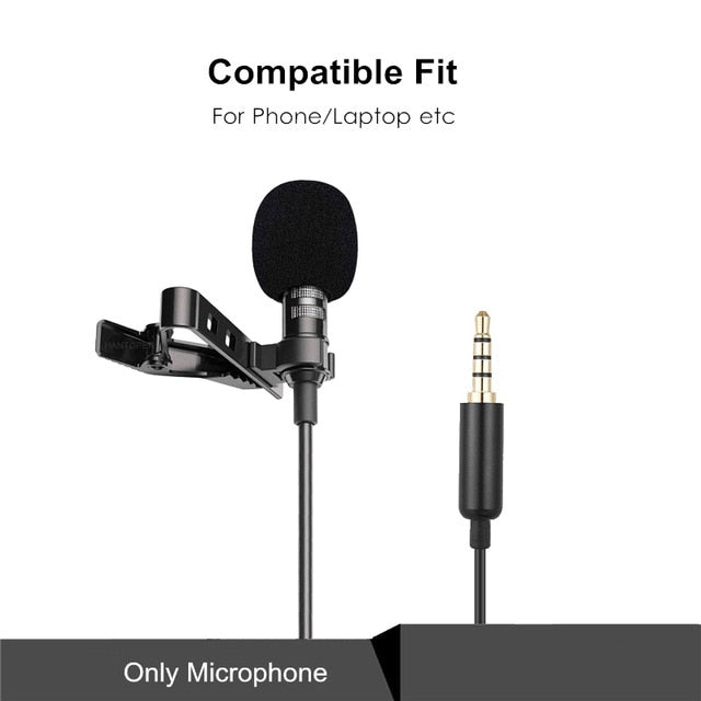 1.5m Mini Portable Lavalier Microphone Condenser Clip-on Lapel Mic Wired Mikrofo/Microfon for Phone for Laptop PC
