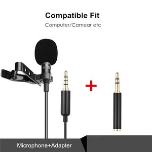 1.5m Mini Portable Lavalier Microphone Condenser Clip-on Lapel Mic Wired Mikrofo/Microfon for Phone for Laptop PC