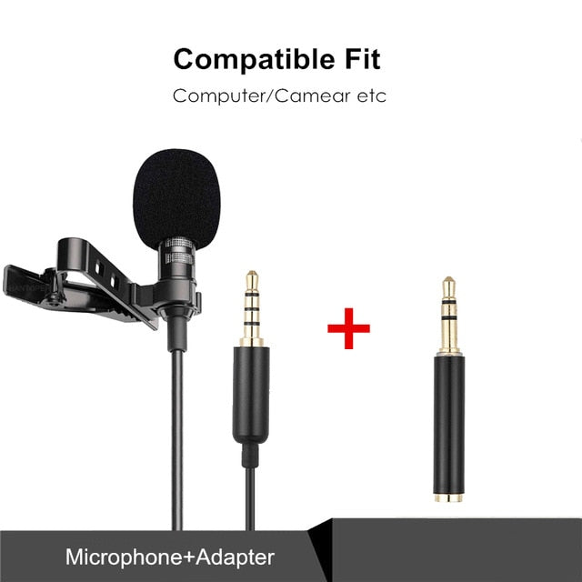 1.5m Mini Portable Lavalier Microphone Condenser Clip-on Lapel Mic Wired Mikrofo/Microfon for Phone for Laptop PC