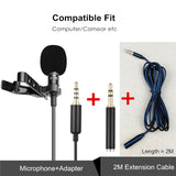 1.5m Mini Portable Lavalier Microphone Condenser Clip-on Lapel Mic Wired Mikrofo/Microfon for Phone for Laptop PC