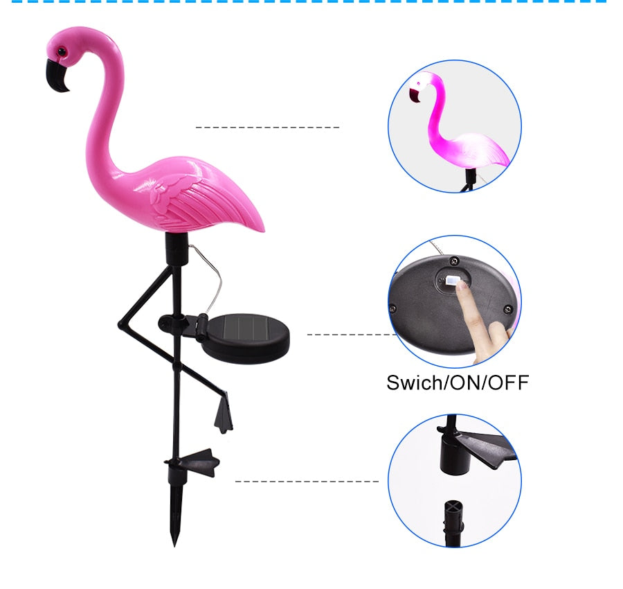 LED Solar Flamingo Stake Light