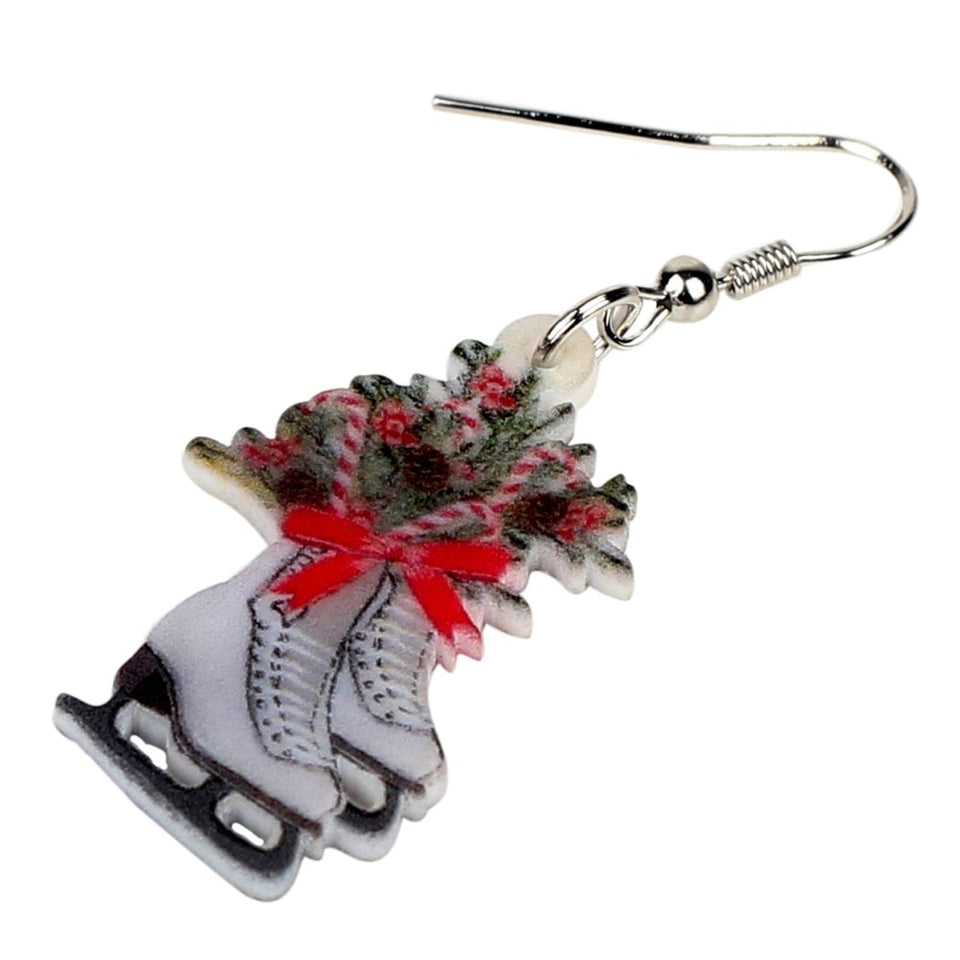 Christmas Skates Flower Decoration Earrings