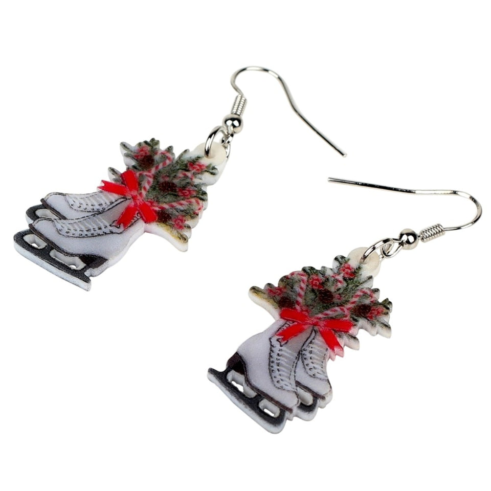 Christmas Skates Flower Decoration Earrings