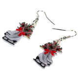 Christmas Skates Flower Decoration Earrings