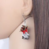 Christmas Skates Flower Decoration Earrings