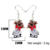 Christmas Skates Flower Decoration Earrings
