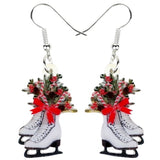 Christmas Skates Flower Decoration Earrings