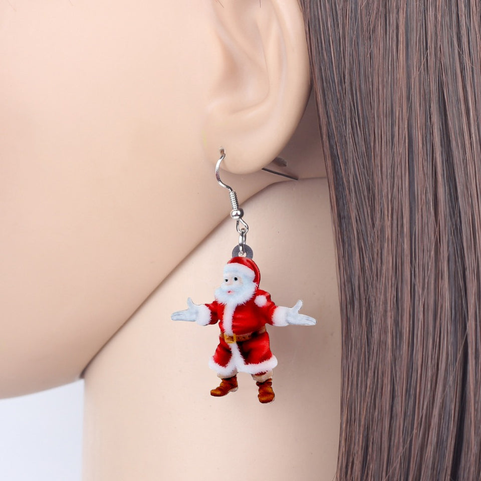 Christmas Happy Santa Claus Father Earrings